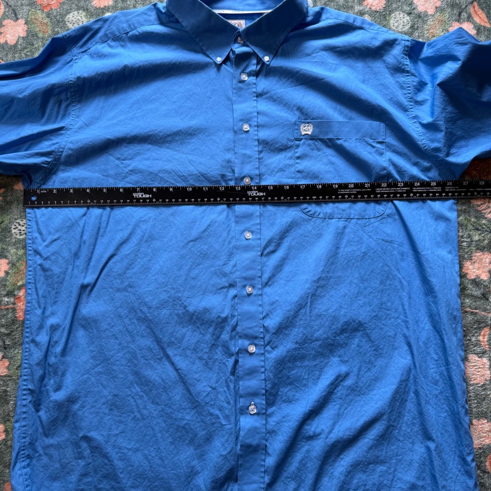 Cinch Mens XL Blue Long Sleeve Button Down Western Shirt MTW1103799 Solid Cotton - Picture 3 of 10